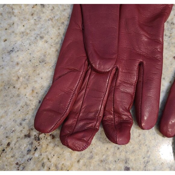 New! Brooks Brothers Womens Size M 7 Red Soft Leather 10" Gloves Cashmere Lined - Picture 6 of 16